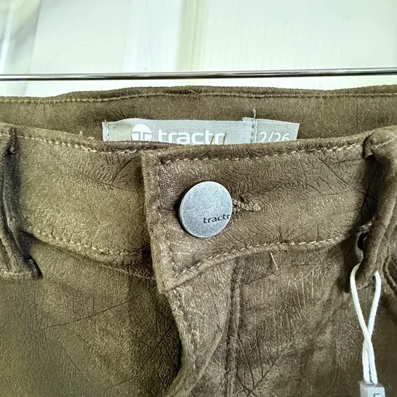 Tractr Olive green/ Brown Textured w faint embossing Pants size 2/26. - Picture 3 of 8